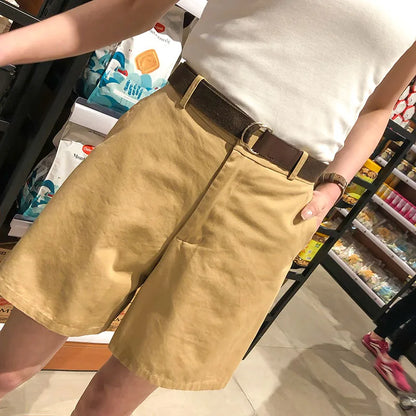 Jielur Chic: Shorts Casuais Femininos de Cintura Alta