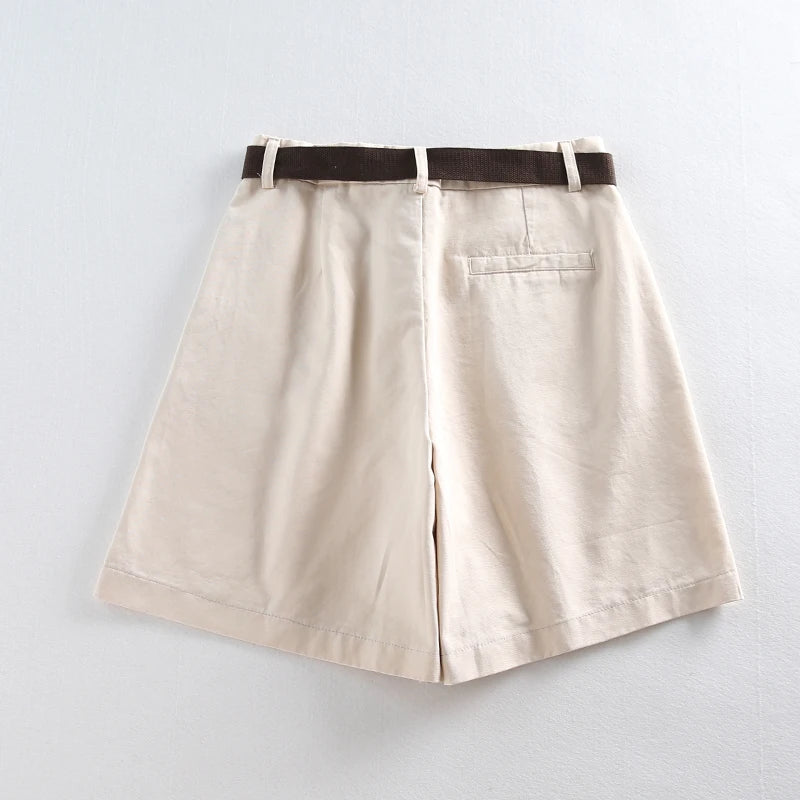 Jielur Chic: Shorts Casuais Femininos de Cintura Alta