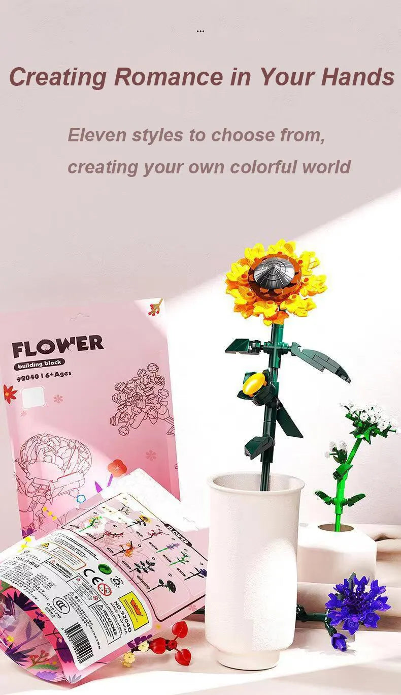 Sunflower Bloom: Buquê 3D DIY de Girassol e Flores